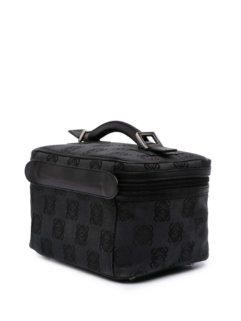 Pre-owned Loewe 2004 Anagram Canvas Case Vanity Bag In Black