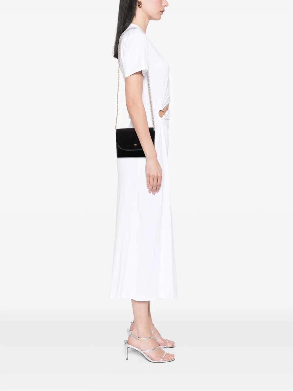 CHANEL Pre-Owned 1984-1986 CC Quilted Jersey Chain Flap crossbody bag | Pre-Owned | Image 2