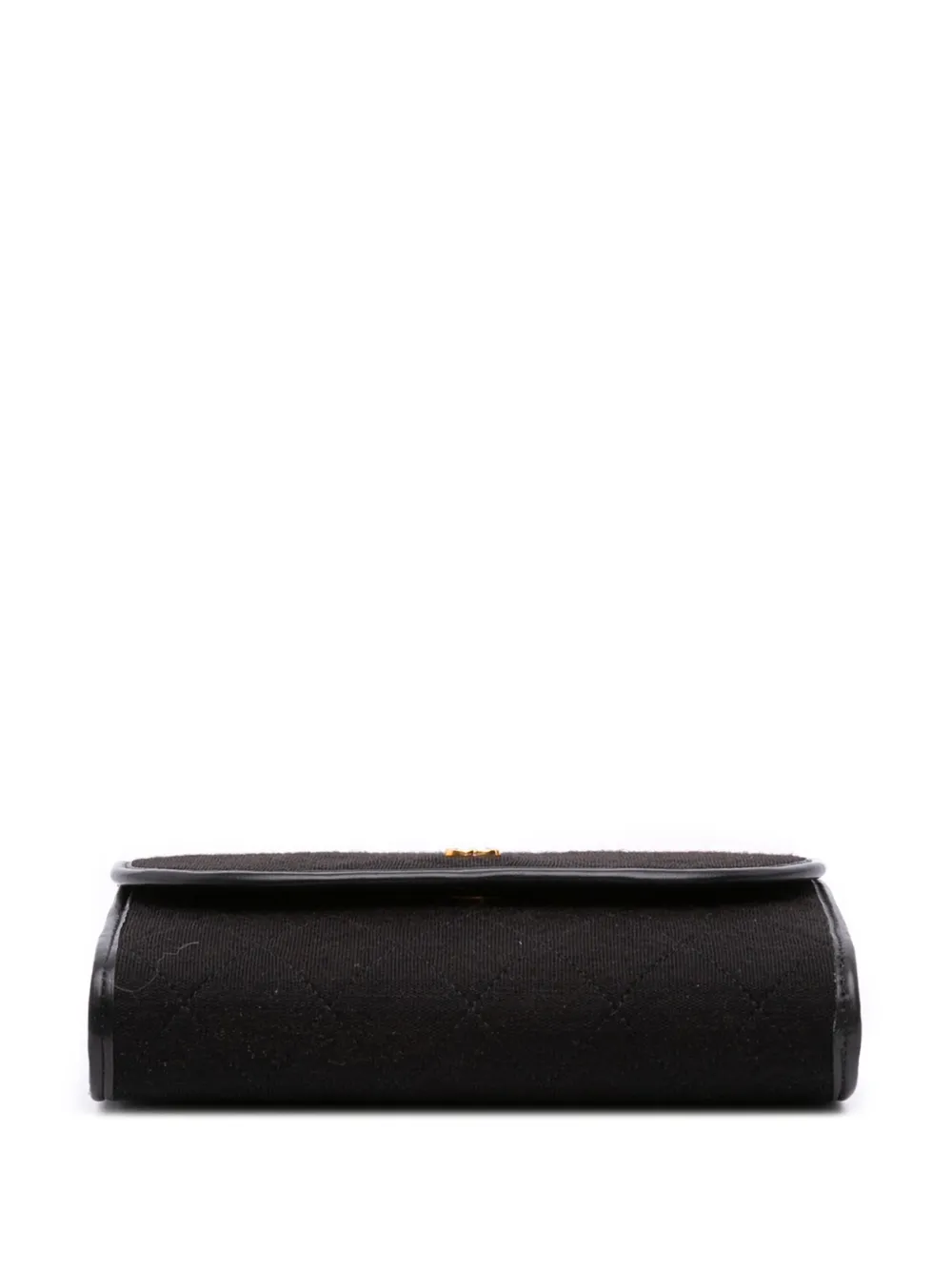 Pre-owned Chanel 1984-1986 Cc Quilted Jersey Chain Flap Crossbody Bag In Black