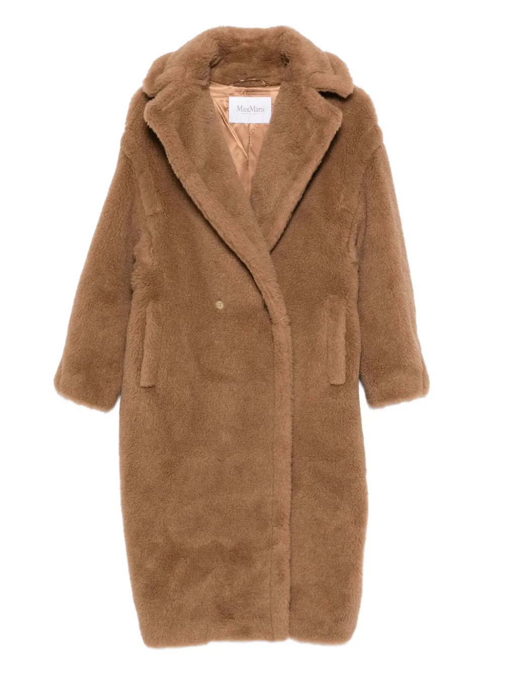 Max Mara Teddy Double-breasted Coat In Brown