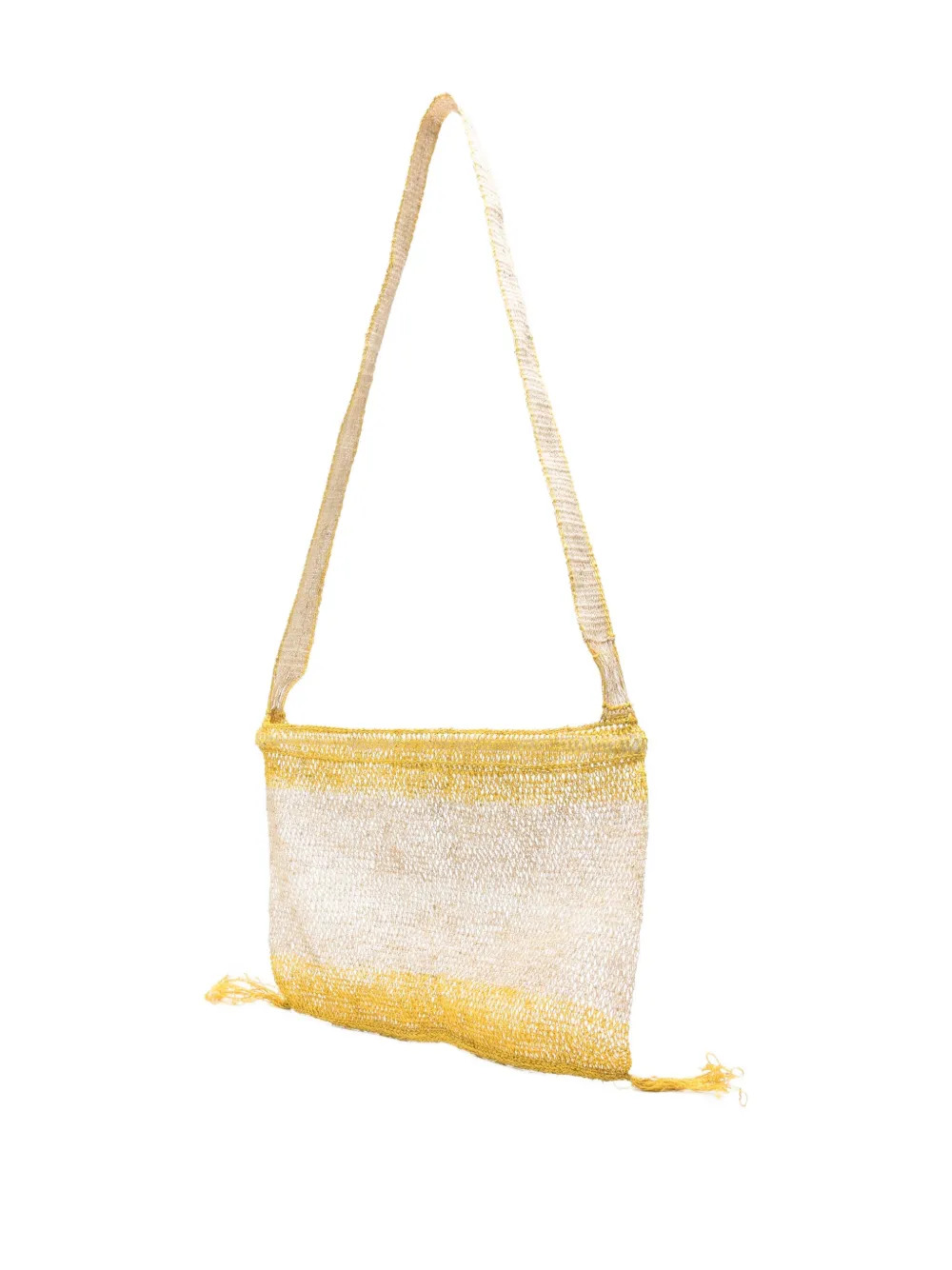 Slo_hand_made Tasselled Net Messenger Bag In Yellow