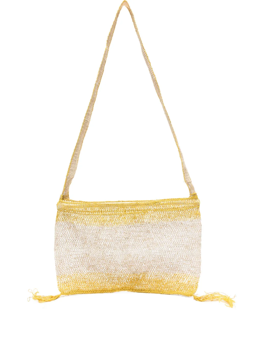 Slo_hand_made Tasselled Net Messenger Bag In Yellow