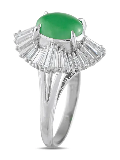 LB Exclusive Anello Ballerina in platino con diamanti e giada