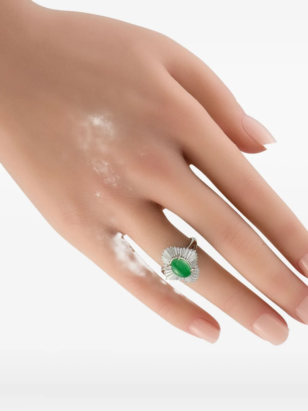 LB Exclusive platinum Ballerina diamond and jade ring - Argento
