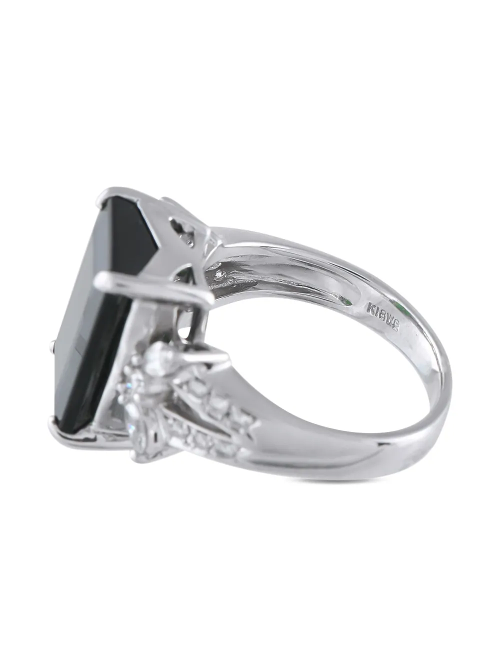 Pre-owned Lb Exclusive Platinum Diamond And Tourmaline Ring In Silver