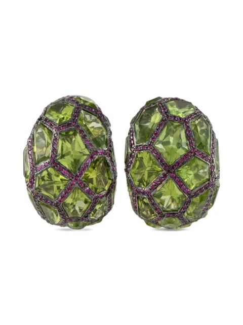 De Grisogono 18K white gold peridot and ruby earrings