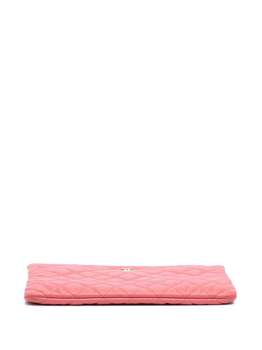 Pre-owned Chanel 2018 Medium Quilted Caviar O Case Clutch Bag In Pink