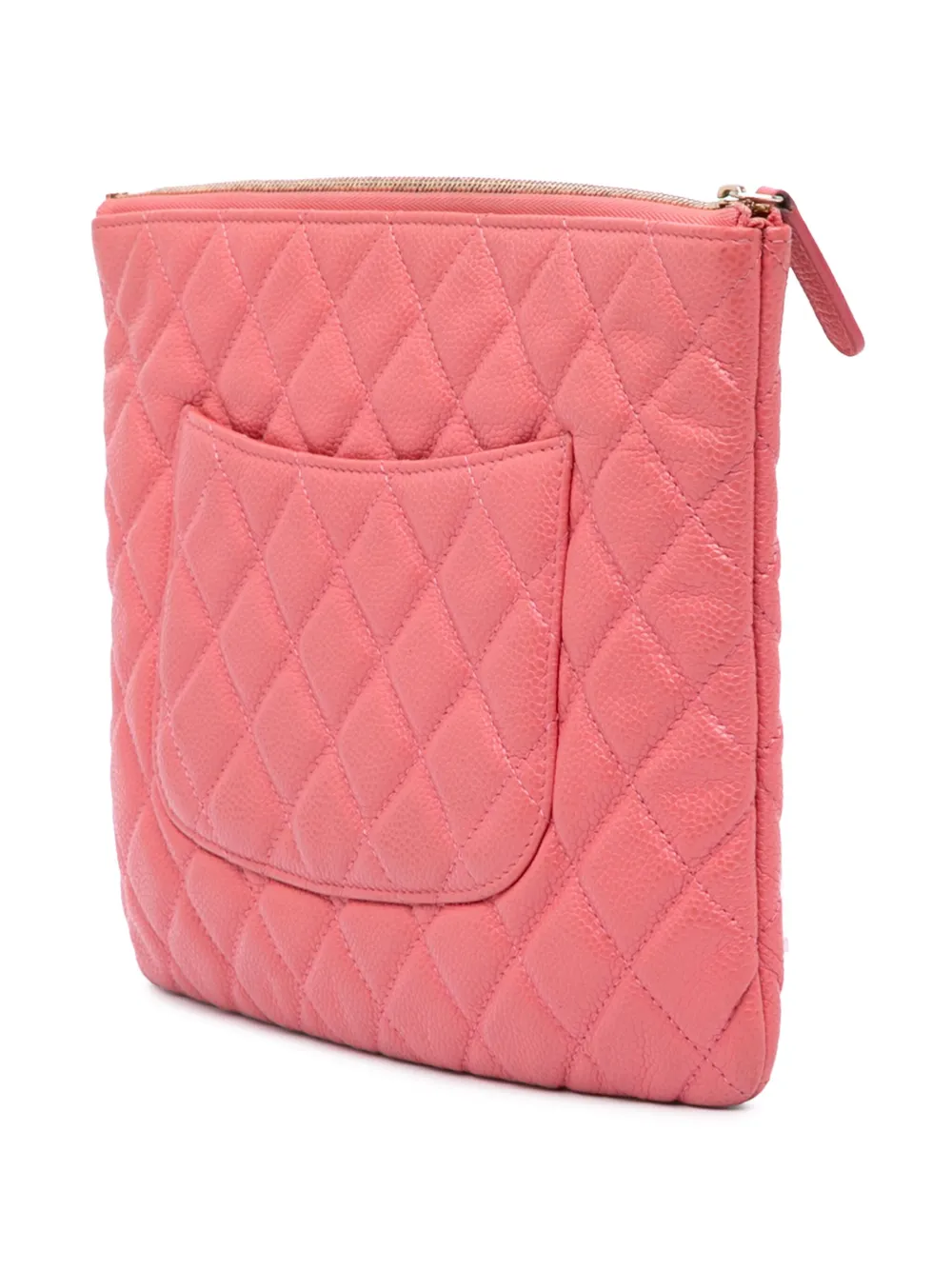Pre-owned Chanel 2018 Medium Quilted Caviar O Case Clutch Bag In Pink