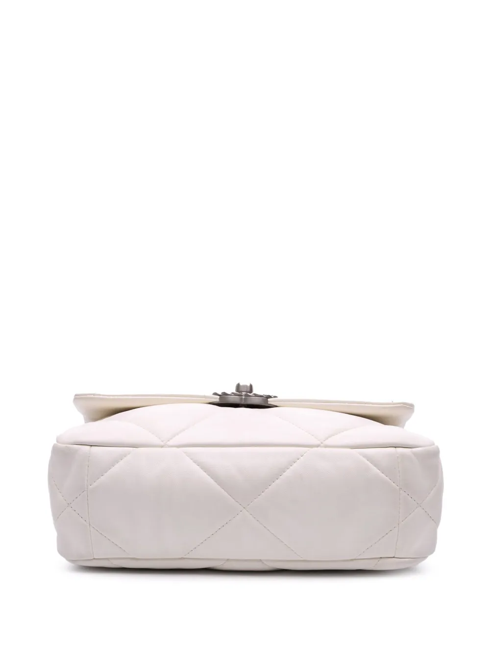 Pre-owned Chanel 2021-2025 Medium Lambskin 19 Flap Satchel In White