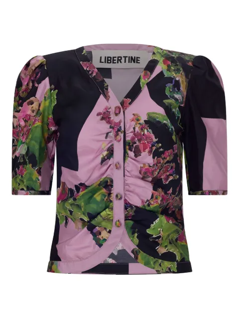 Libertine puff-sleeve floral-print blouse