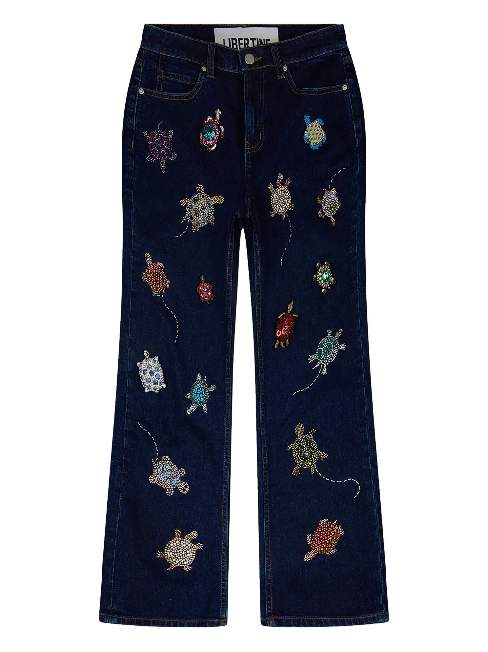 Libertine turtle-embroidery jeans - Blauw