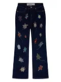 Libertine Libertine turtle-embroidery jeans - Blue