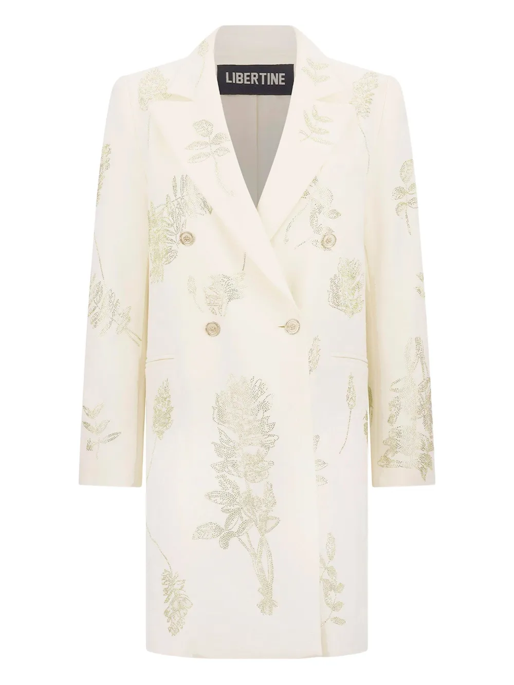 Libertine Floral-pattern Double-breasted Coat In Neutral