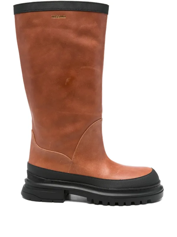 Missoni Leather Platform Boots in Brown