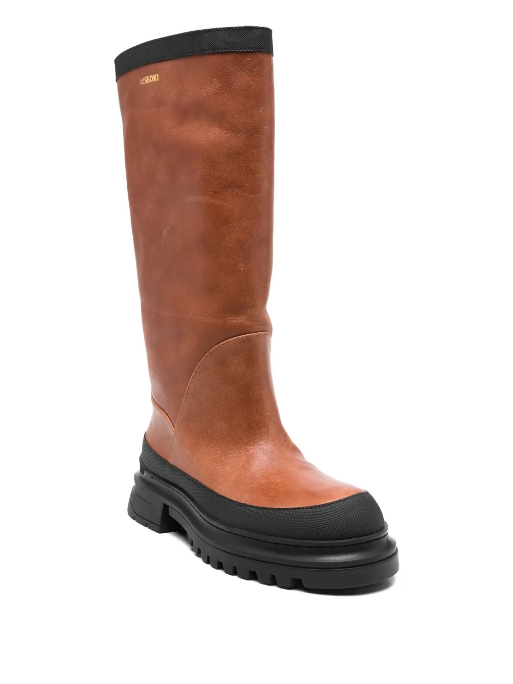 Missoni Leather Platform Boots In Brown