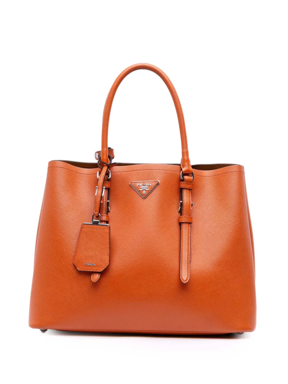 Prada Pre-Owned 2000-2025 Medium Saffiano Cuir Double satchel - オレンジ Prada Pre-Owned 2000-2025 Medium Saffiano Cuir Double satchel - オレンジ