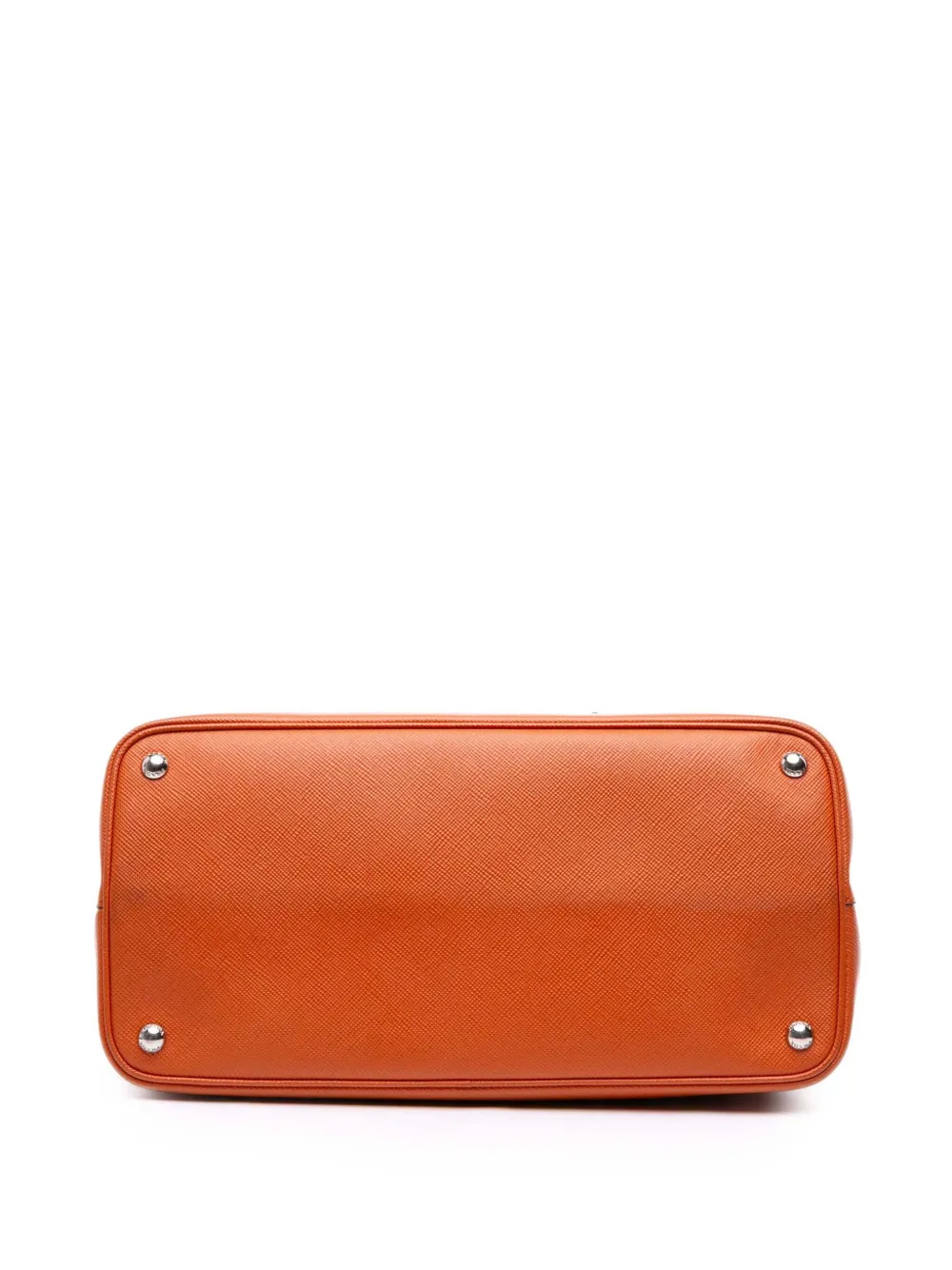 Pre-owned Prada 2000-2025 Medium Saffiano Cuir Double Satchel In Orange