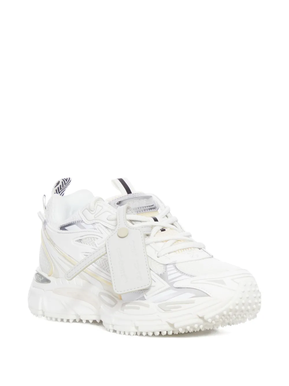 Off-White leather-tag lace-up sneakers - Wit