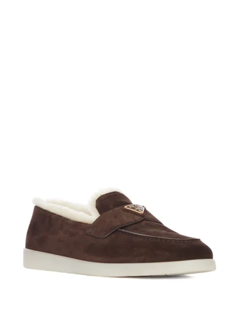 Prada suede logo-detail loafers