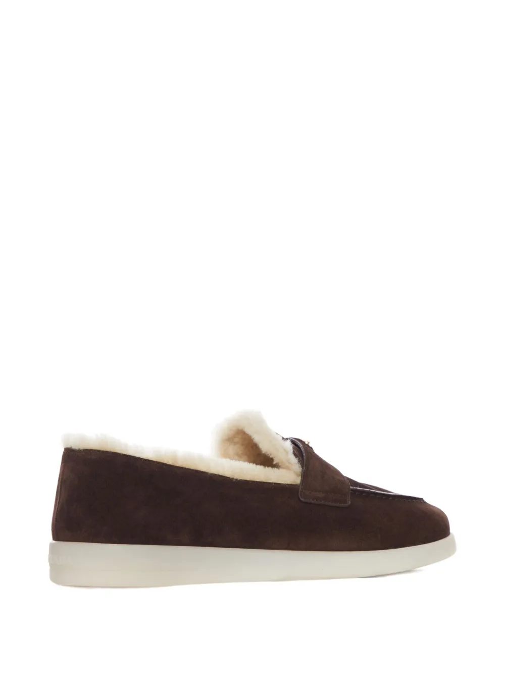 Prada Suède loafers met logodetail - Bruin