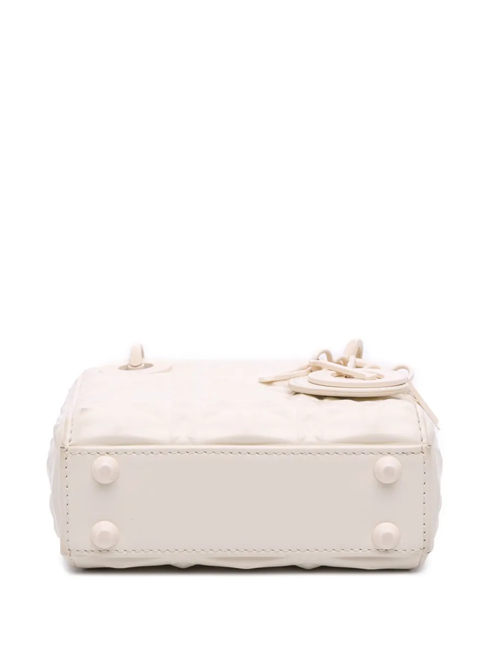 Pre-owned Dior 2022 Micro Ultra Matte Calfskin Cannage Diamond Motif Lady  Satchel In White