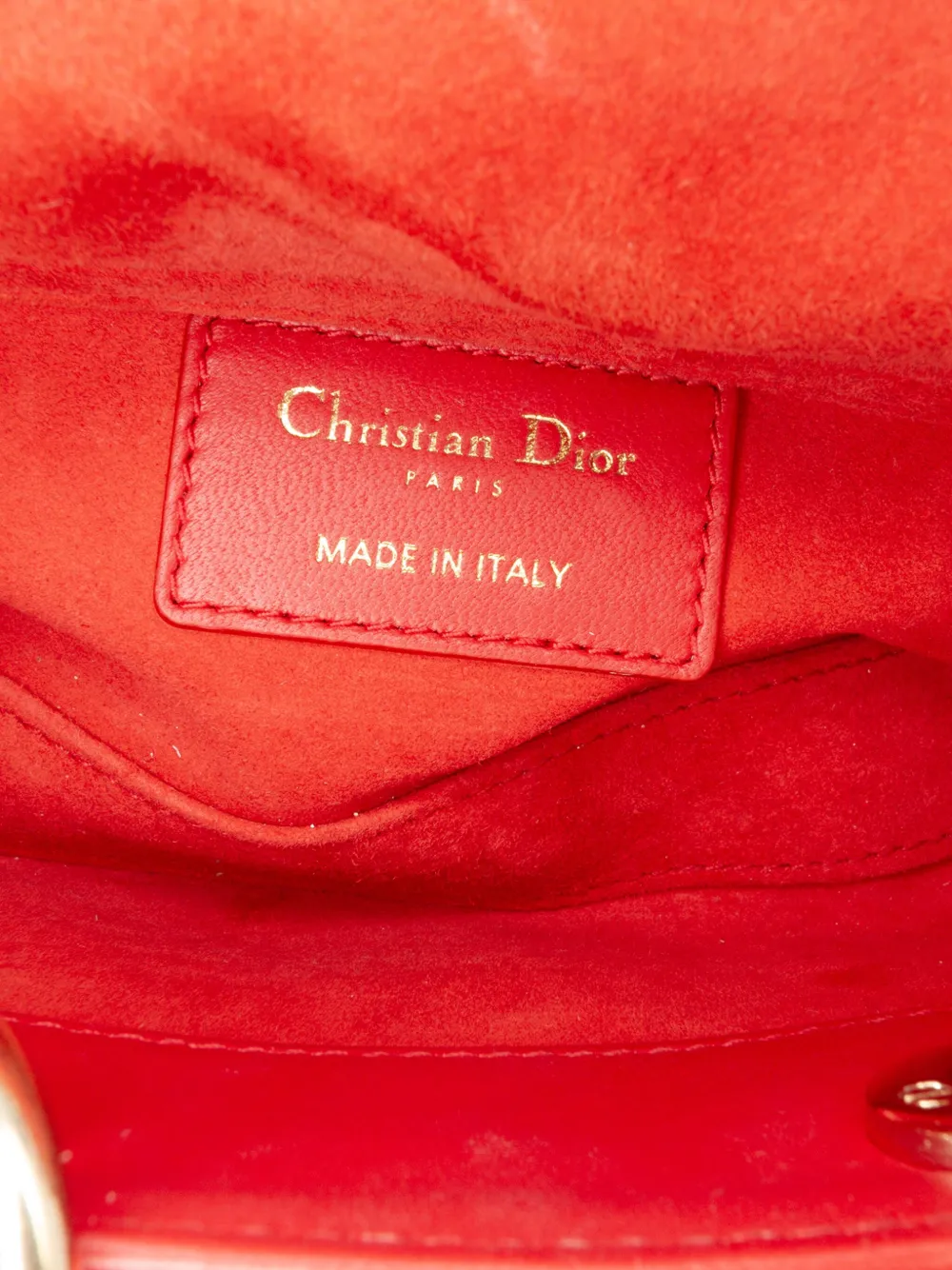 Pre-owned Dior 2022 Micro Lambskin Cannage Lady D Joy Satchel In Red