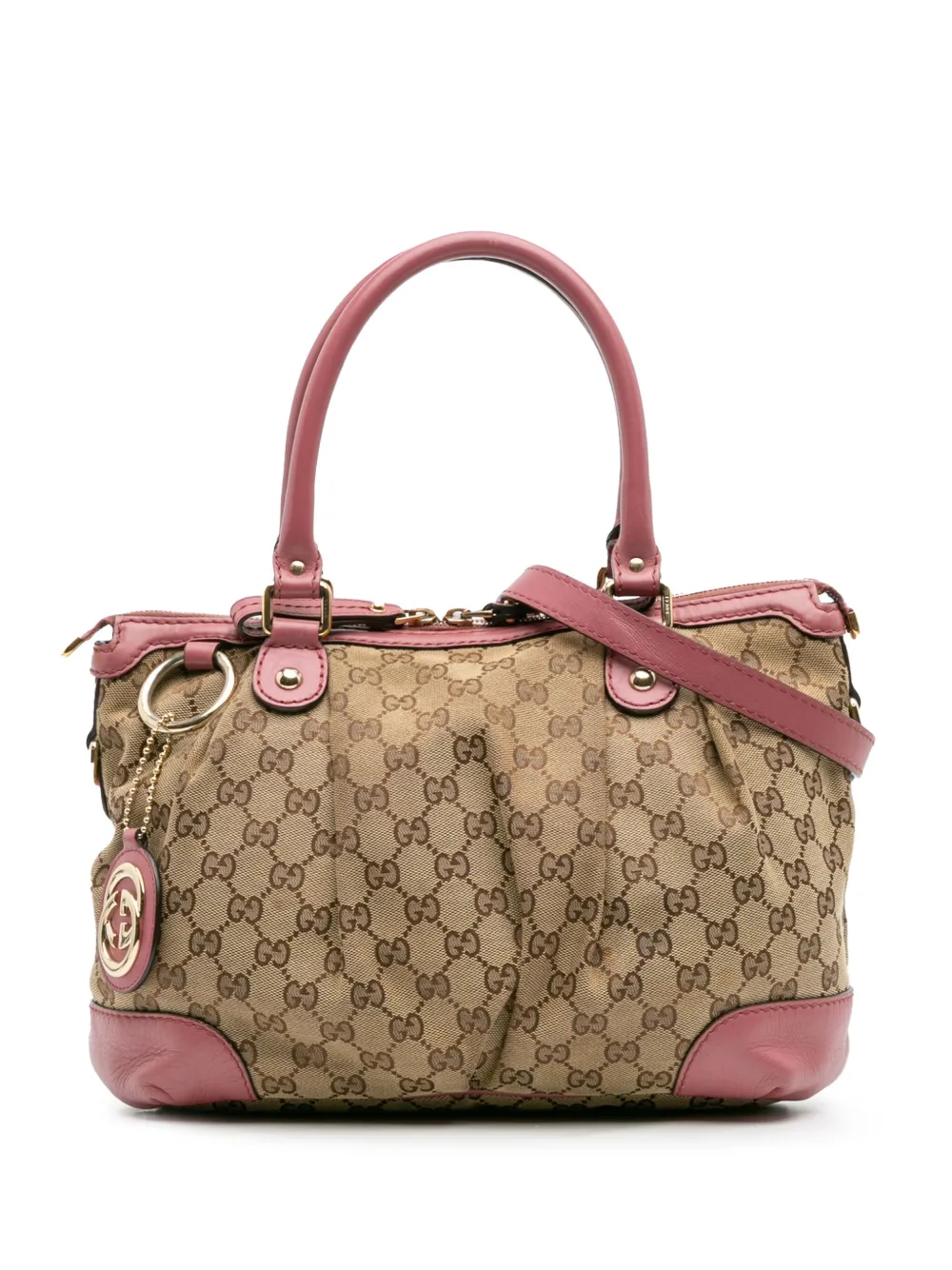 Pre-owned Gucci 2016-2025 Gg Canvas Sukey Satchel In Brown