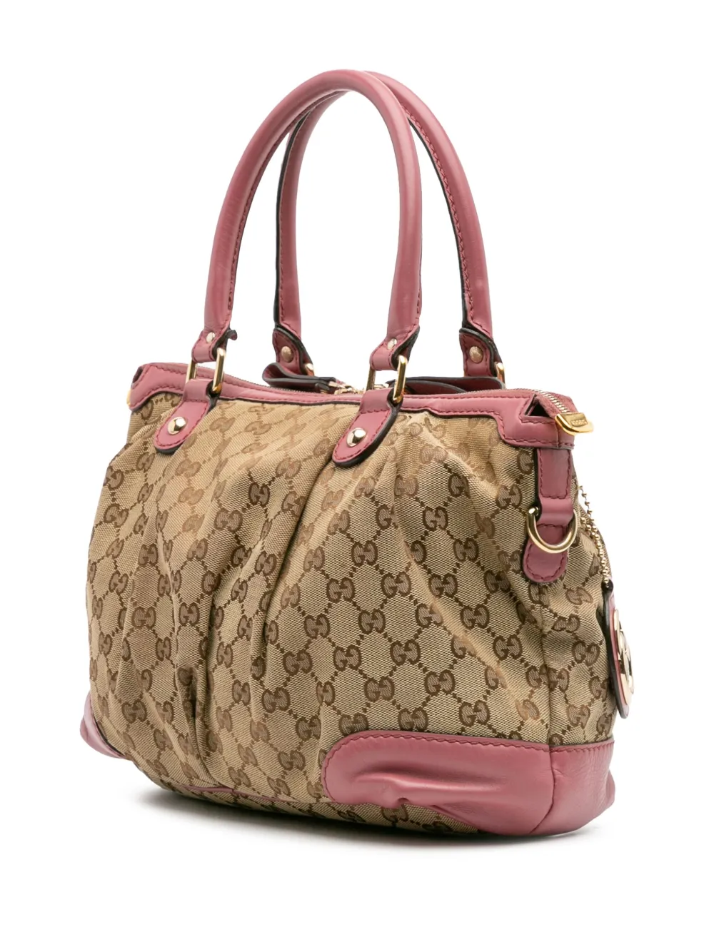 Pre-owned Gucci 2016-2025 Gg Canvas Sukey Satchel In Brown