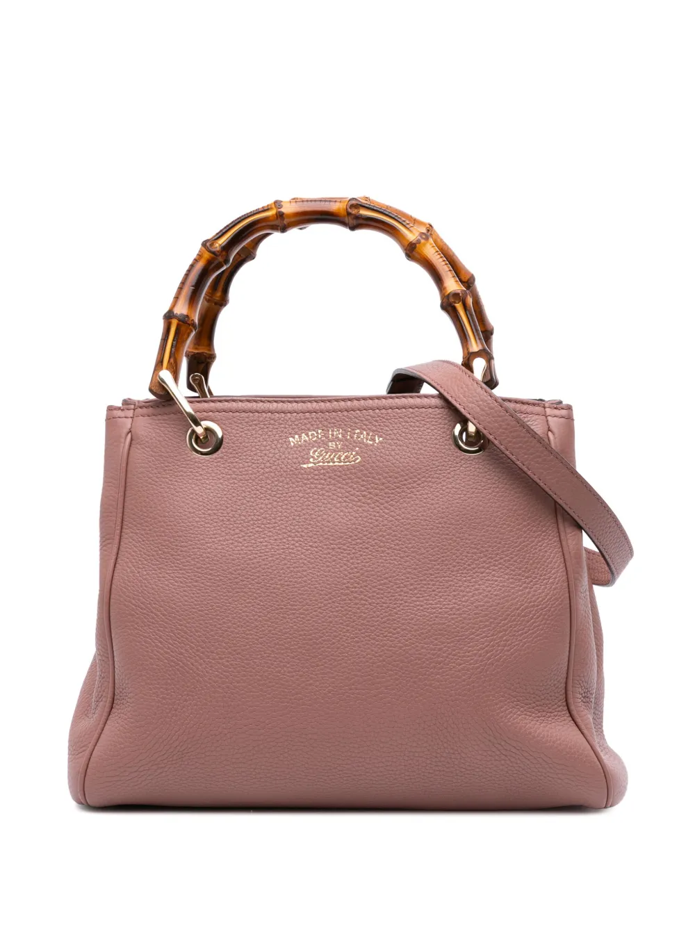 Gucci Pre-Owned 2016-2025 スモール カーフスキン バンブー ショッパー サッチェルバッグ - ブラウン Gucci Pre-Owned 2016-2025 スモール カーフスキン バンブー ショッパー サッチェルバッグ - ブラウン