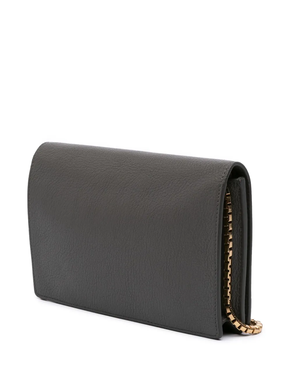 Pre-owned Balenciaga 2017 Chevre Motocross Metallic Edge Wallet On Chain Crossbody Bag In Gray