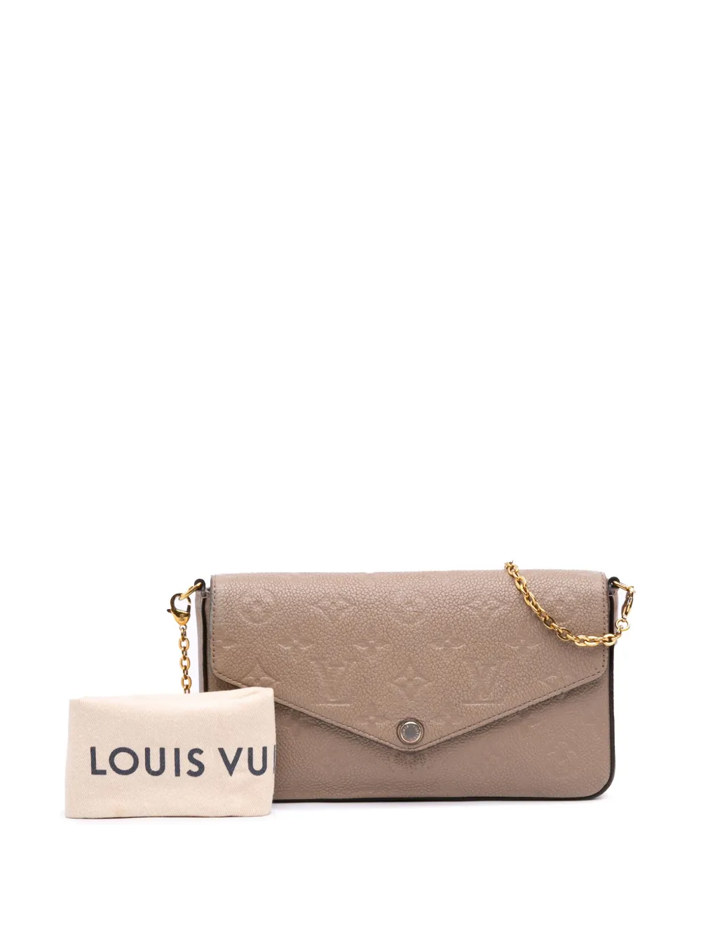 Pre-owned Louis Vuitton 2021-2025 Monogram Empreinte Pochette Felicie Crossbody Bag In Brown