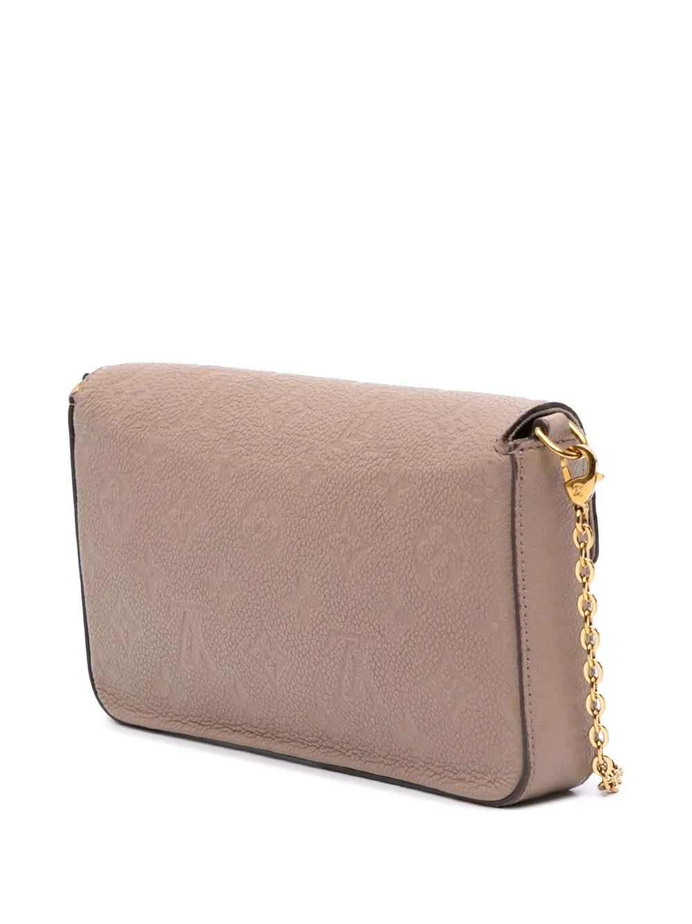 Pre-owned Louis Vuitton 2021-2025 Monogram Empreinte Pochette Felicie Crossbody Bag In Brown