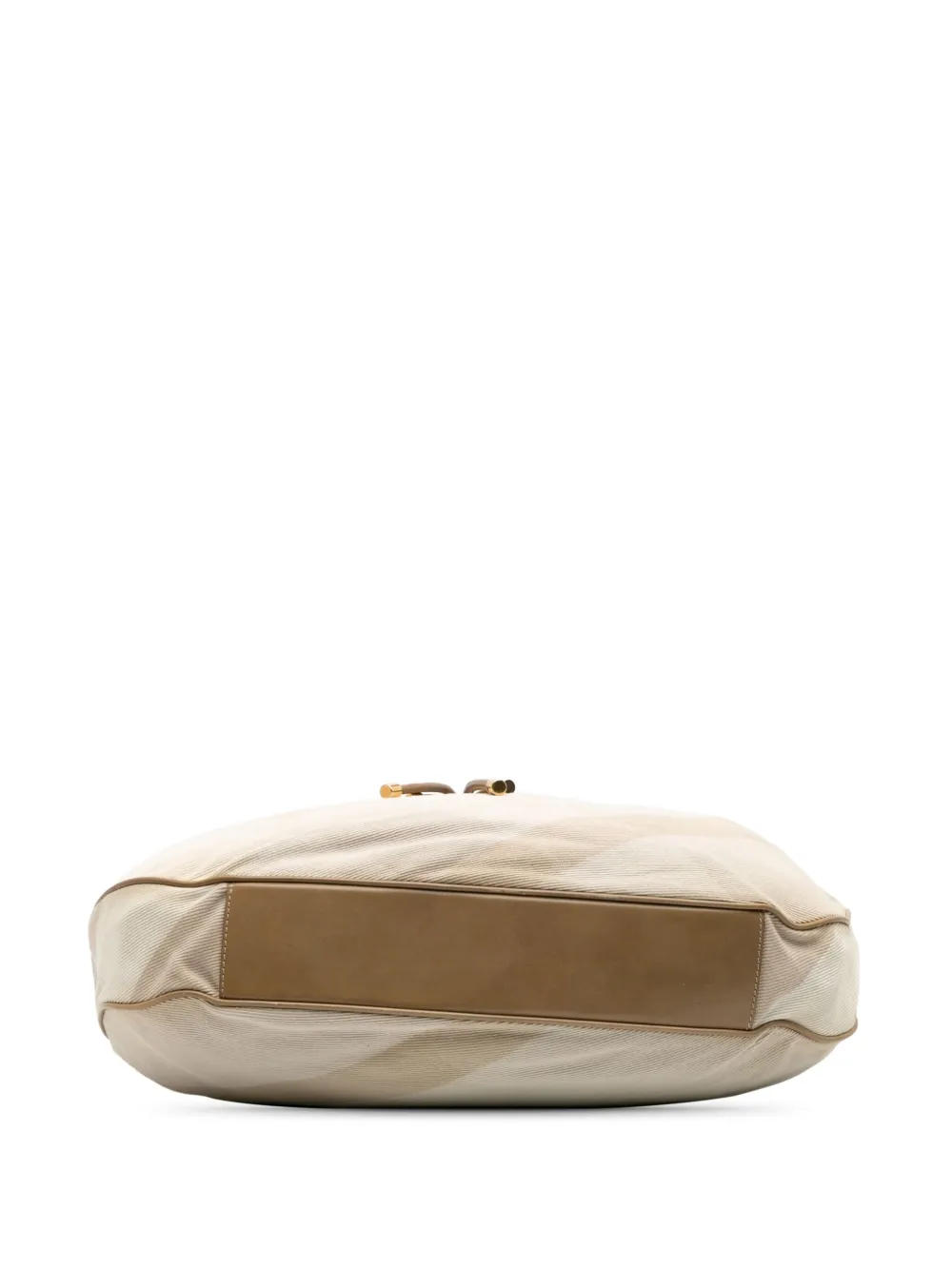 Pre-owned Burberry 2000-2017 Small Leather And Mega Nova Check Canvas Warrior Hobo Bag In Brown