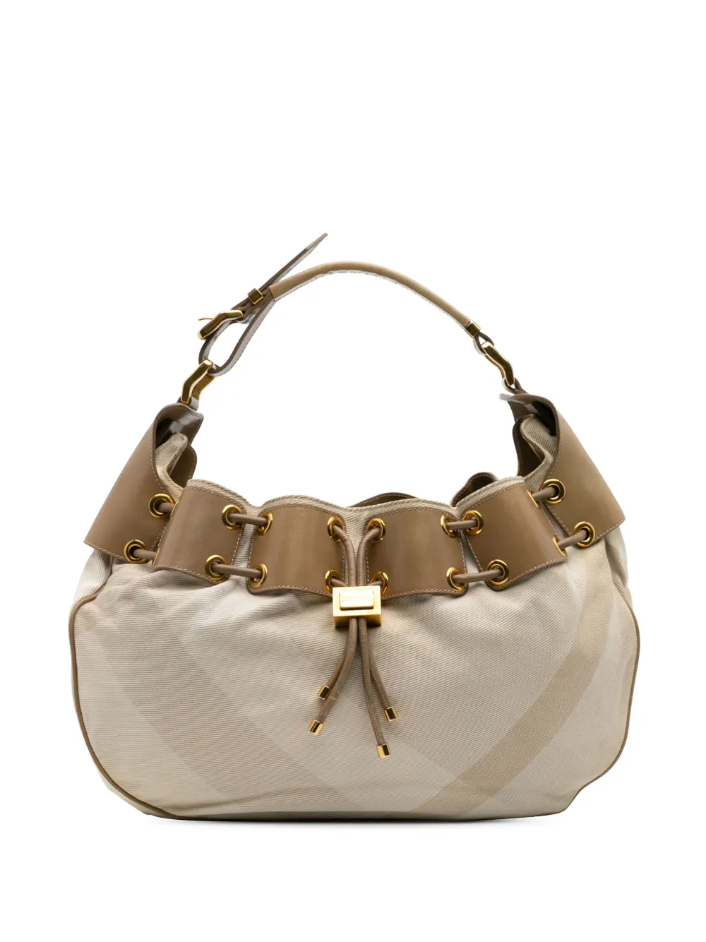 Burberry Pre-Owned bolsa hobo Warrior pequeña de piel y lona con cuadros Nova 2000-2017 | marrón | Image 1