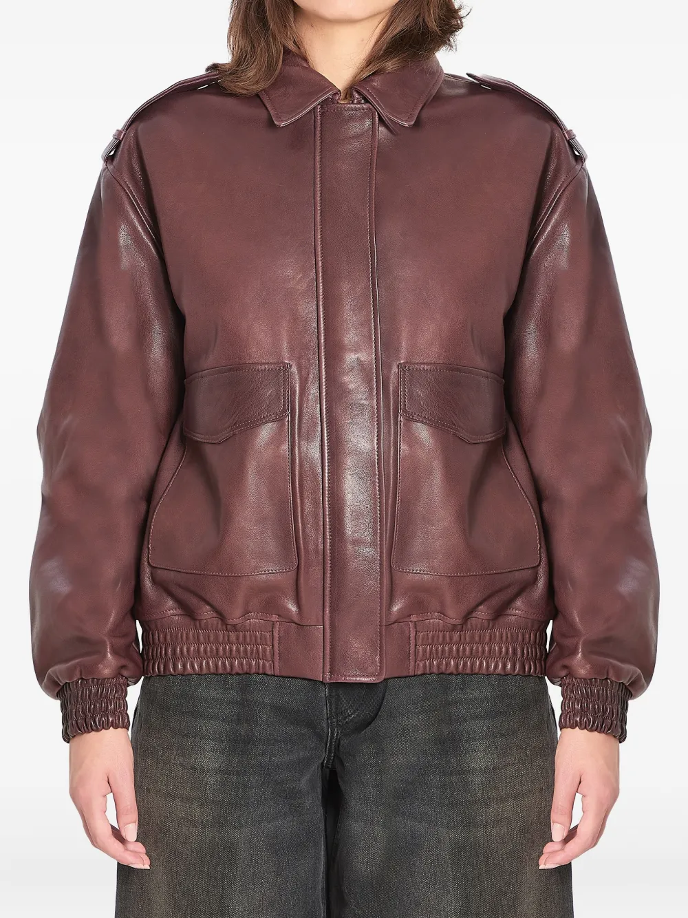 Arma pointed-collar leather jacket | Brown | Image 1