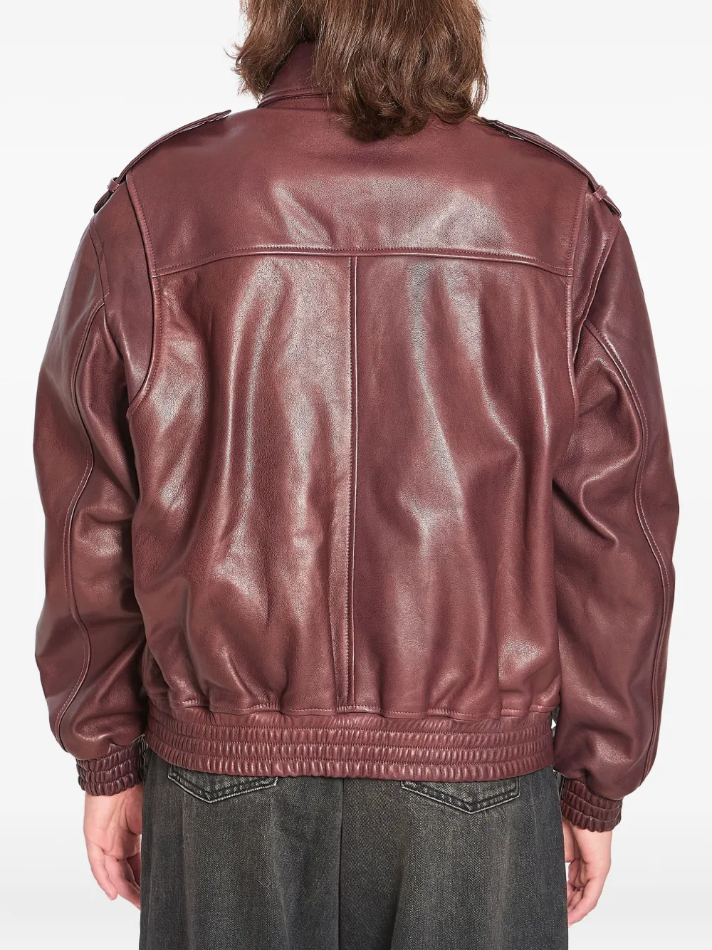 Arma Leren jack met puntige kraag Bruin