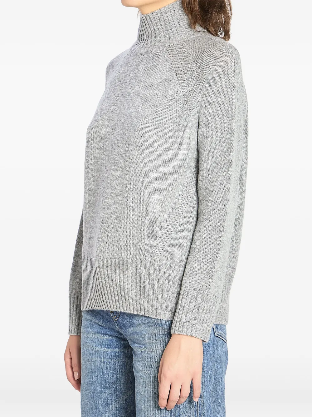 Allude Turtleneck Ribbed-trim Sweater In Gray