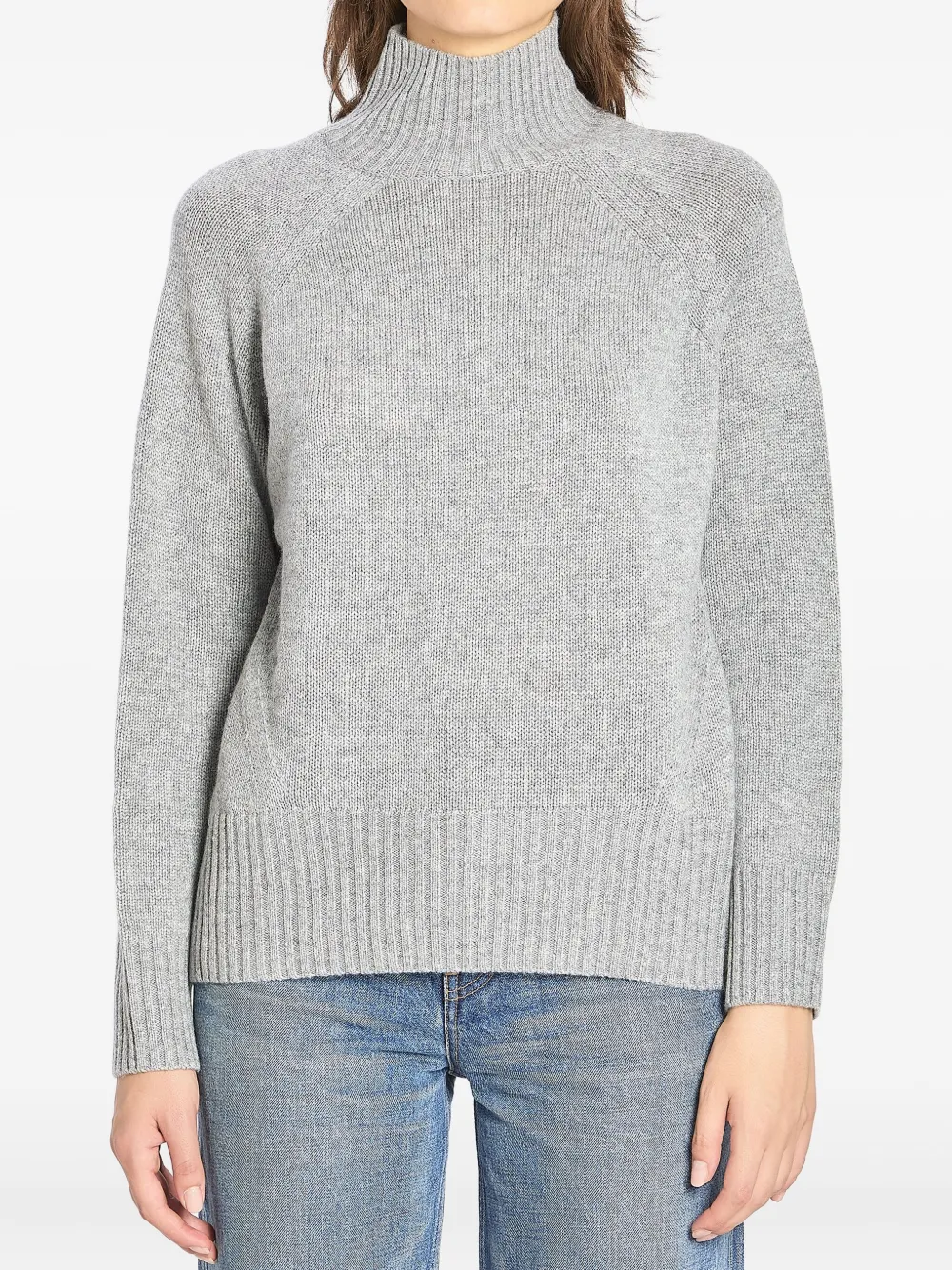 Allude Turtleneck Ribbed-trim Sweater In Gray