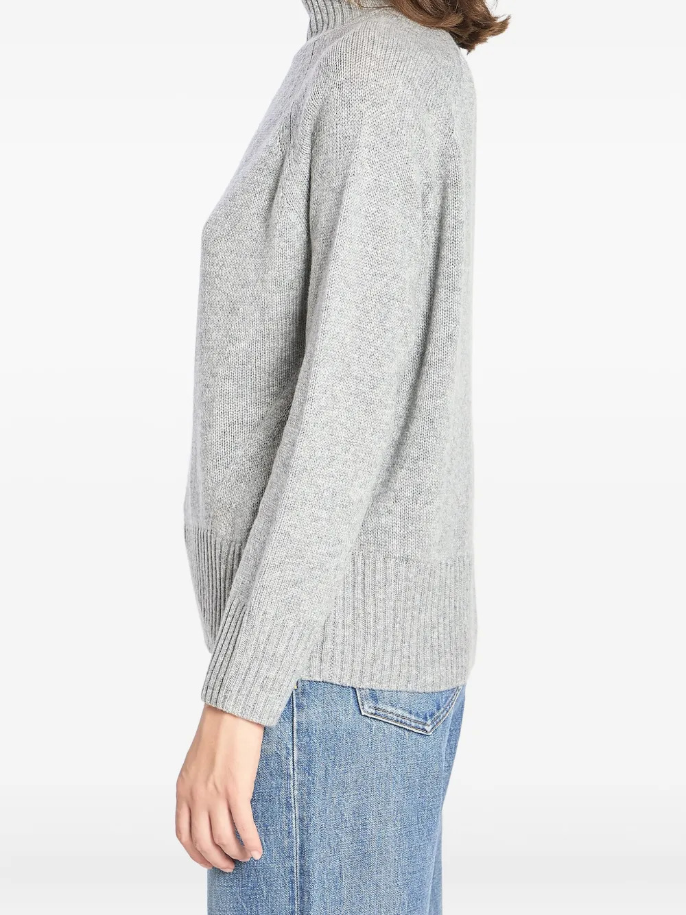 Allude Turtleneck Ribbed-trim Sweater In Gray