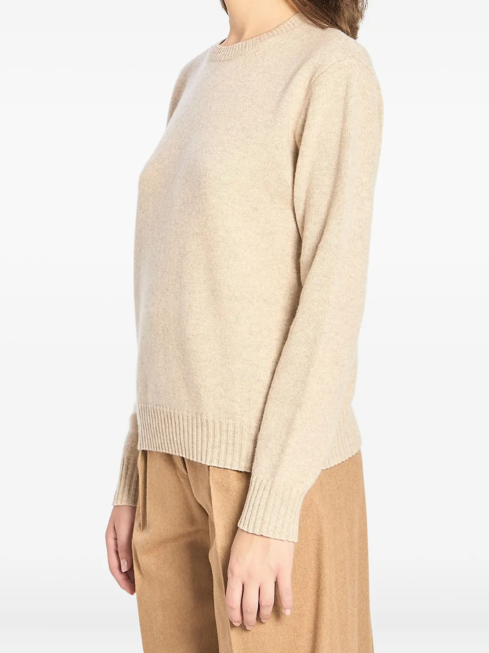 Max Mara Crew Neck Sweater In Cashmere In Neutral