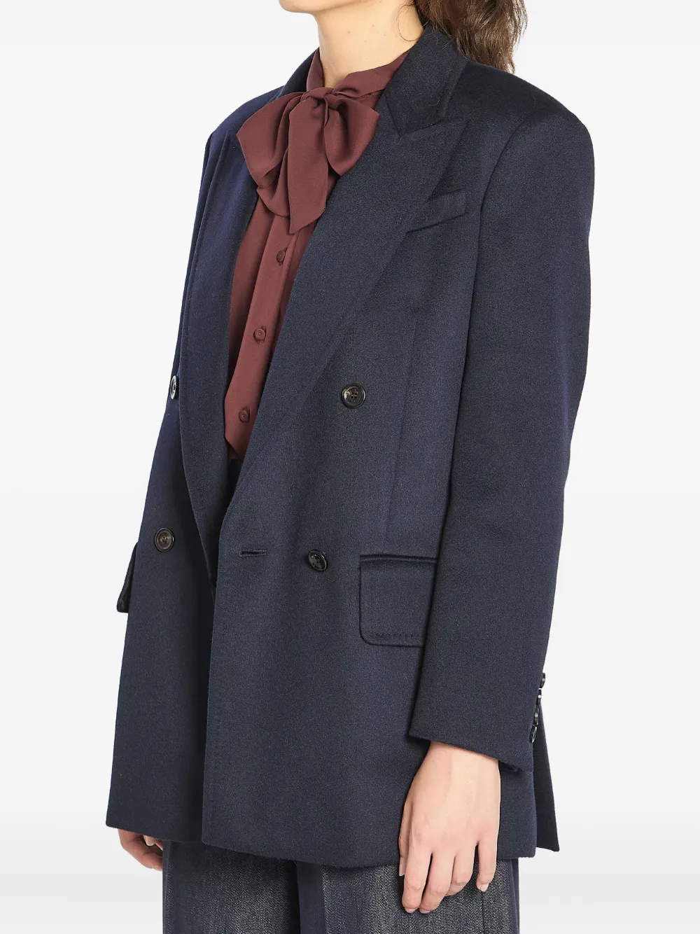 Max Mara Double-breasted Flap-pocket Blazer In Blue