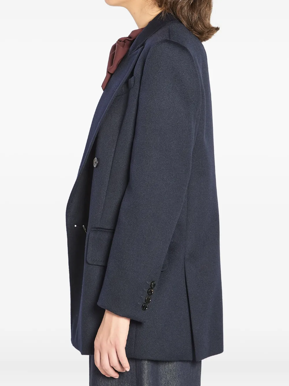 Max Mara Double-breasted Flap-pocket Blazer In Blue