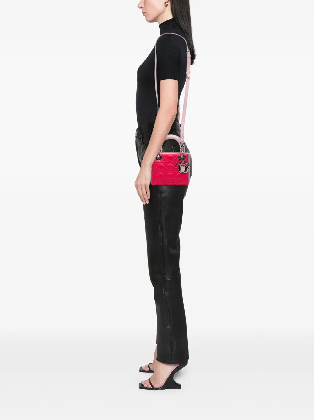 Christian Dior Pre-Owned 2014 Mini Tricolor Lambskin Cannage Lady Dior satchel | Pre-Owned | Image 2