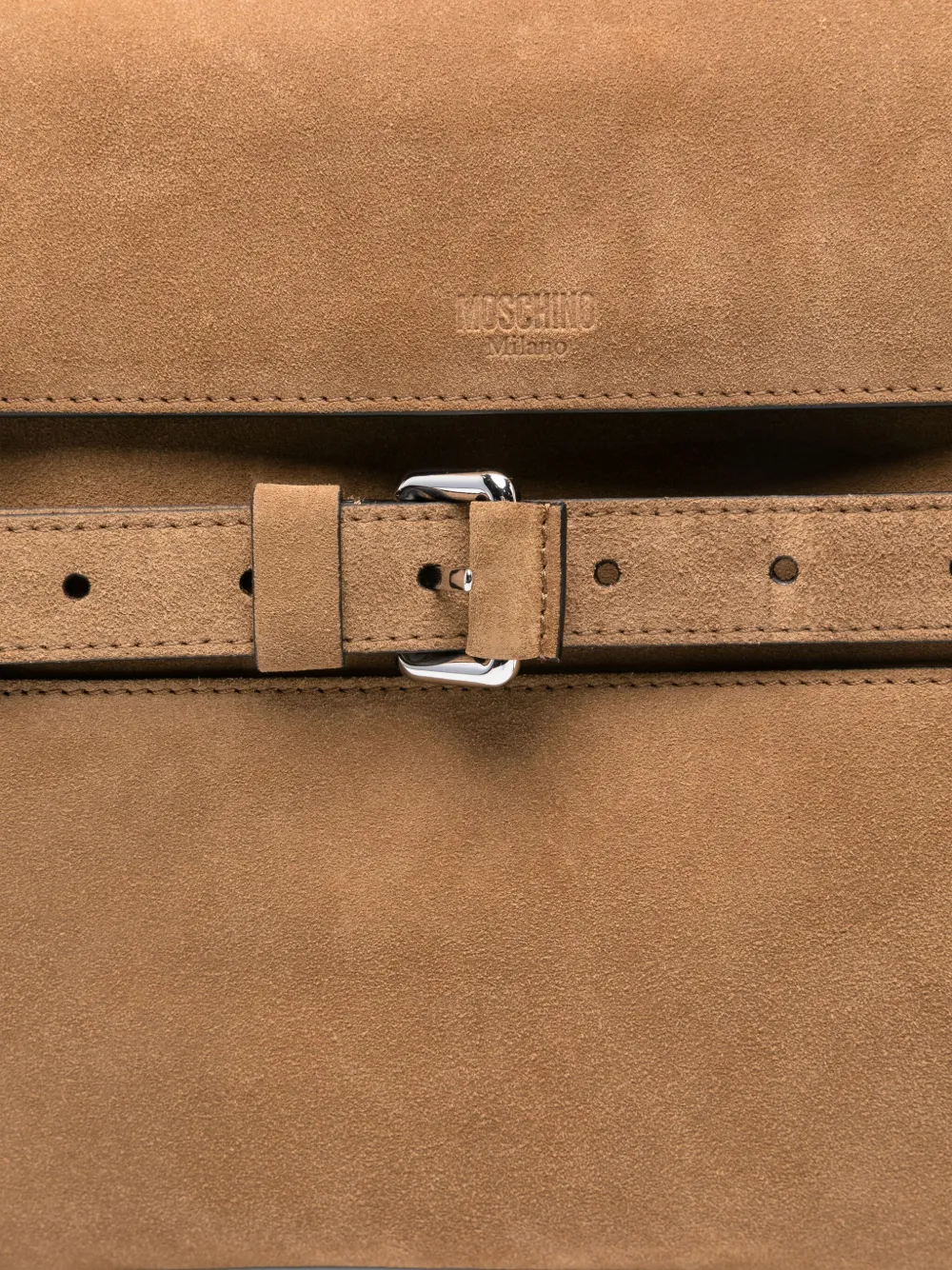 Moschino Suède messengertas met ceintuur Bruin