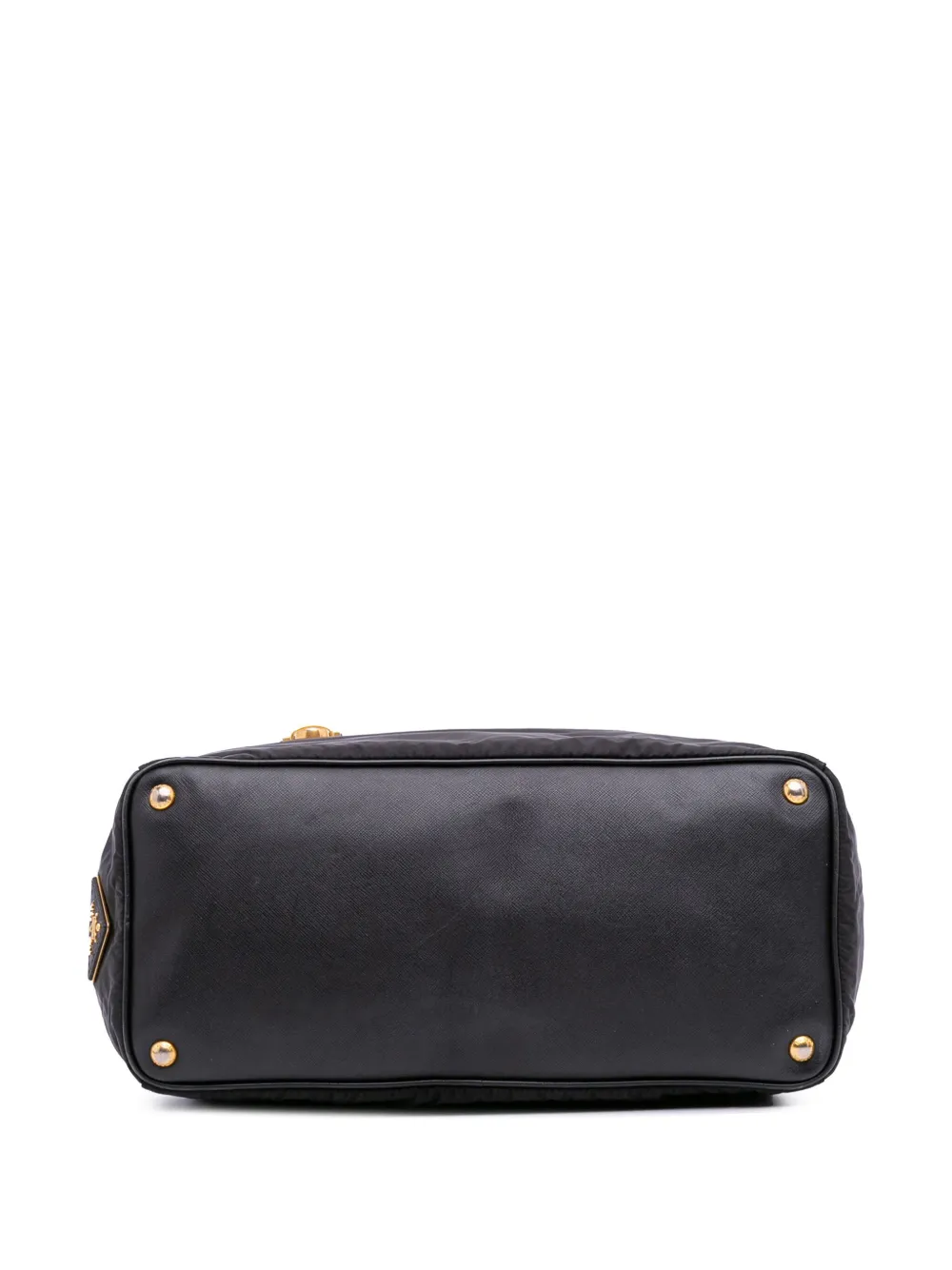 Pre-owned Prada 2000-2025 Saffiano Trimmed Tessuto Satchel In Black