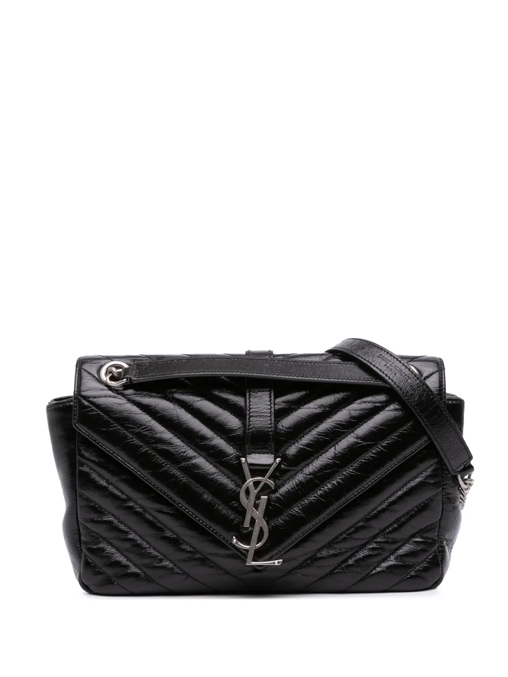 Saint Laurent Pre-Owned 2015 Medium Crinkled Calfskin Punk Chain Bag shoulder bag | Black | Image 1
