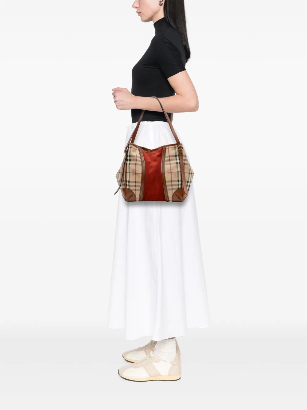 Burberry Pre-Owned 2000-2017 Small Suede Trimmed Haymarket Check Coated Canvas Canterbury tote bag | Pre-Owned | Image 2