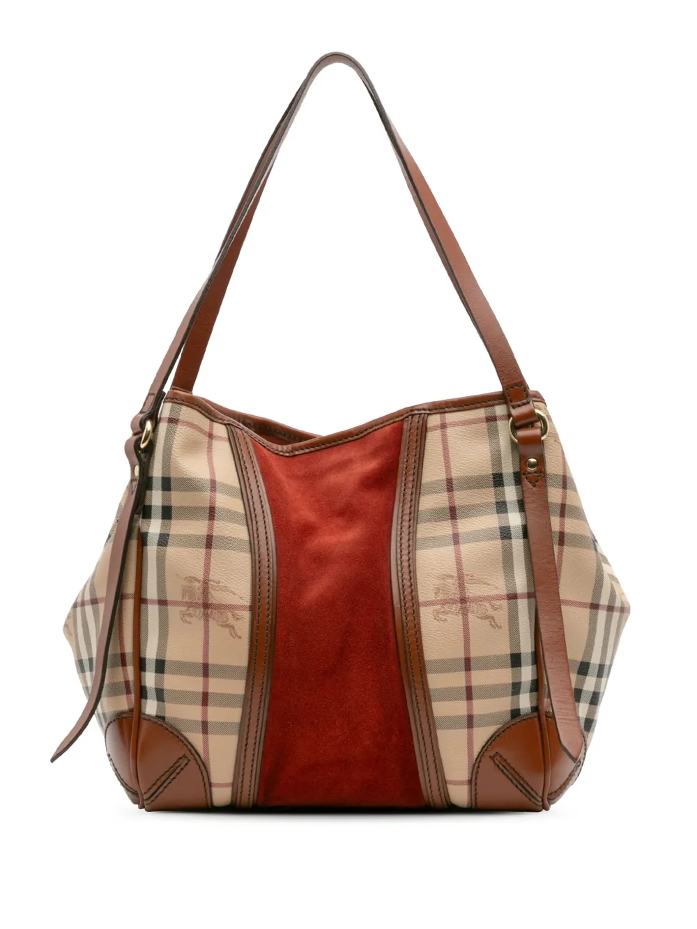 Burberry Pre-Owned 2000-2017 Small Suede Trimmed Haymarket Check Coated Canvas Canterbury tote bag | Brown | Image 1
