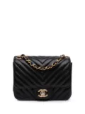 CHANEL Pre-Owned 2019 Mini Square Classic Chevron Lambskin Single Flap crossbody bag - Black