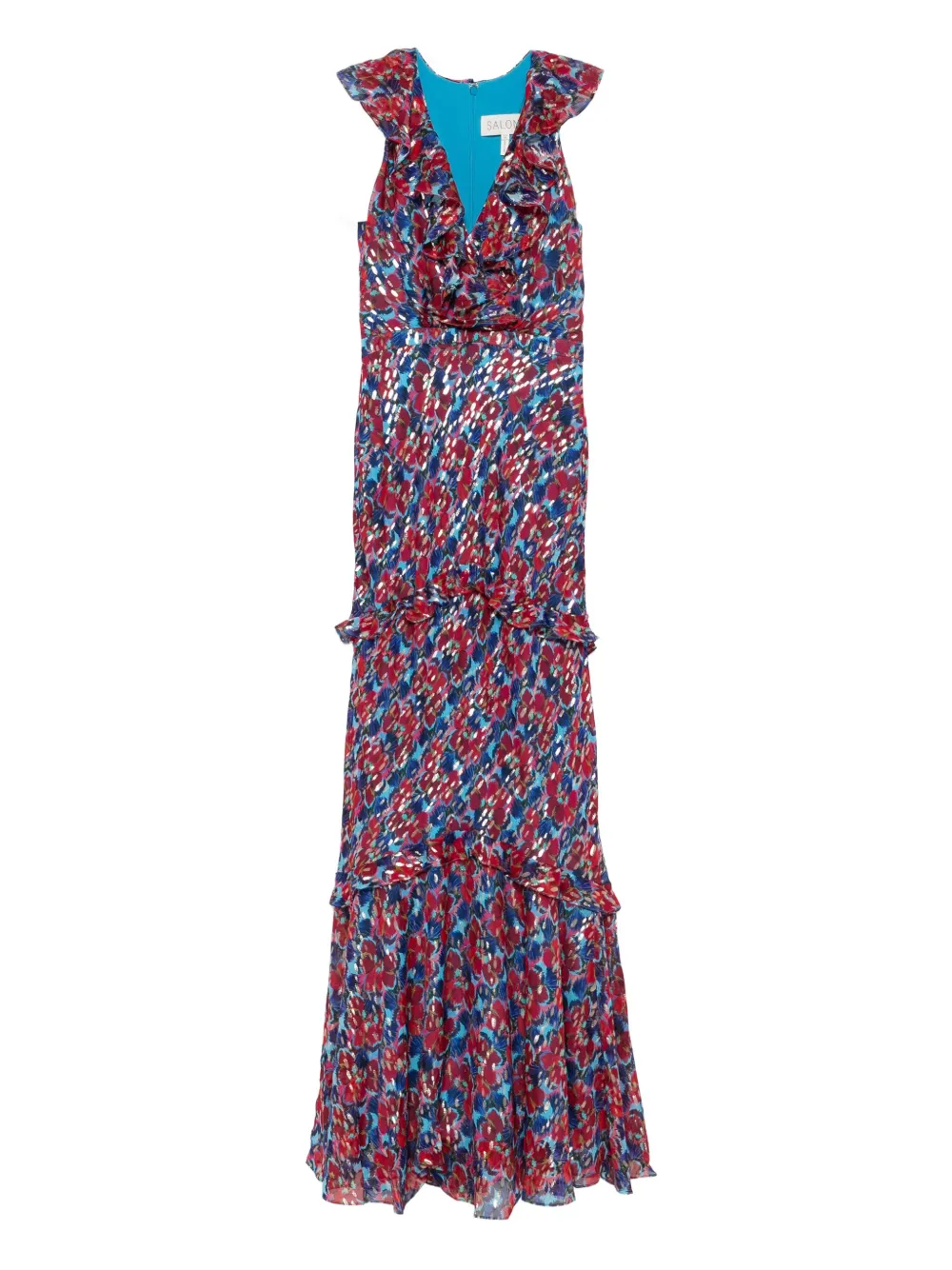 Saloni Rita ruffle-detail printed maxi dress | Red | Image 1